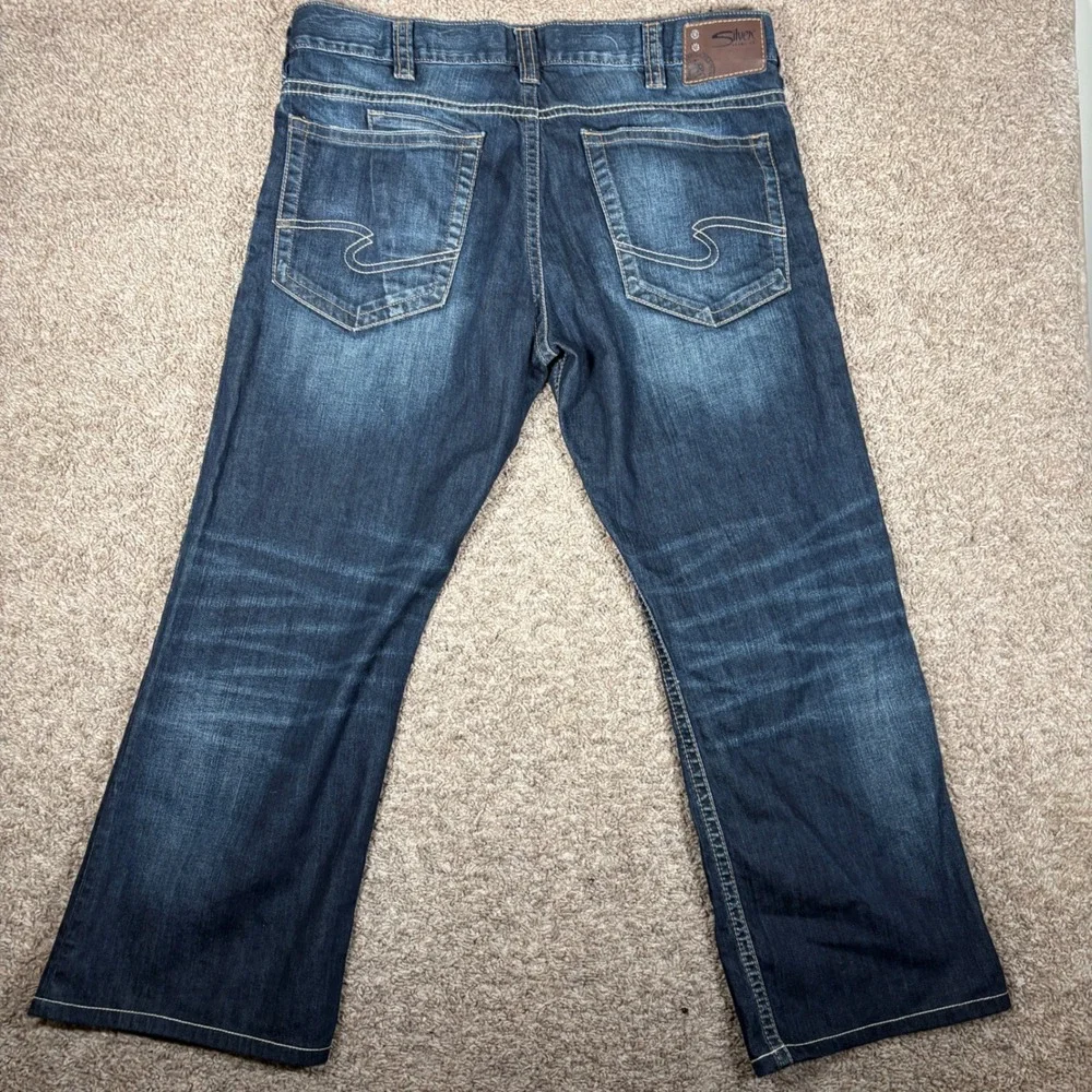 Silver Jeans Co Mens W38 L30  Zac Bootcut‎ Dark Wash Denim Blue Jeans
